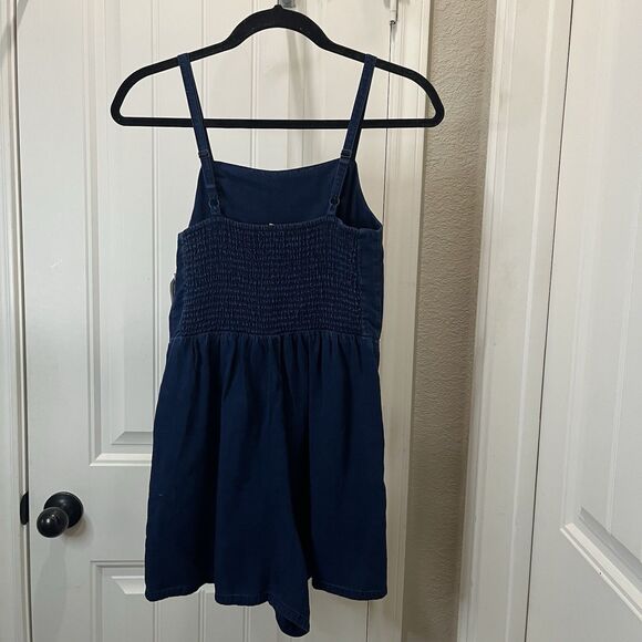Old Navy Chambray Dark Wash Smocked Short Strappy Romper Womens Size XS NEW - Picture 6 of 10